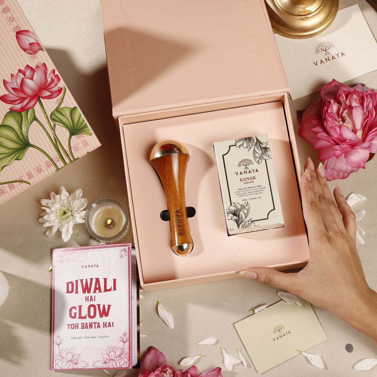 Customizable Diwali Gift Box – Kansa Wand & Any 30 ml Oil