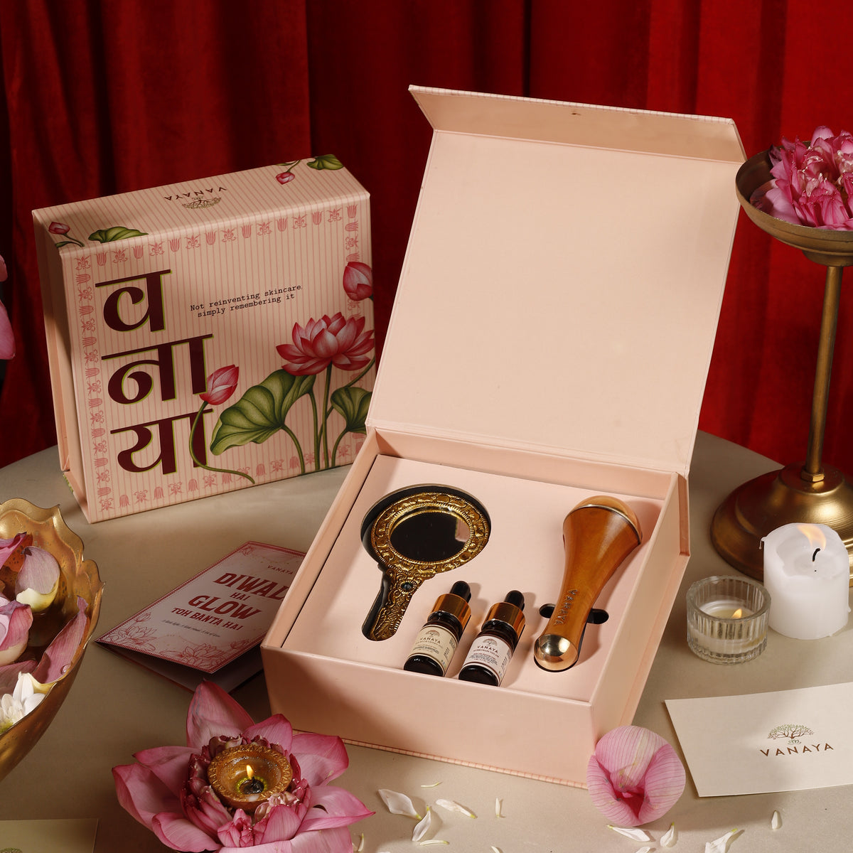 Diwali Gift Box – Kansa, 5 ml Oil Duo & Mirror